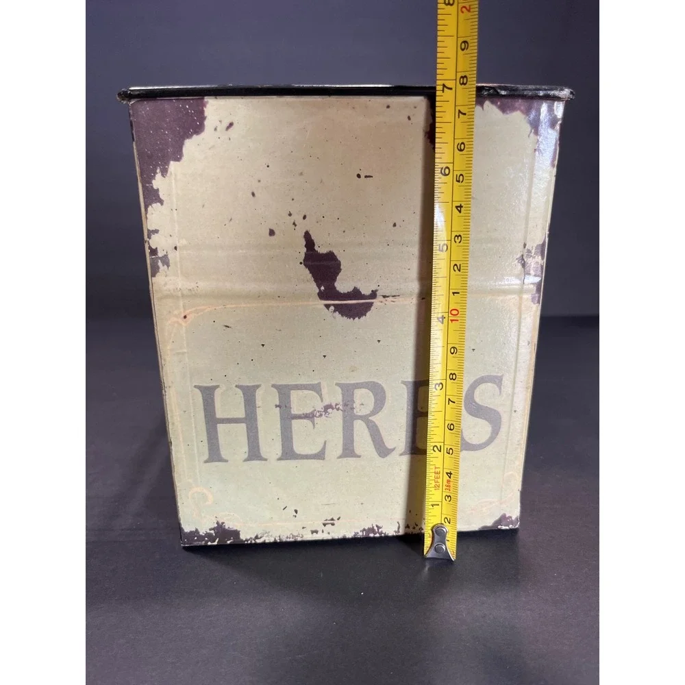 Rustic Metal Herb Planter Box Distressed Farmhouse Hydrangea Seed Tin Green